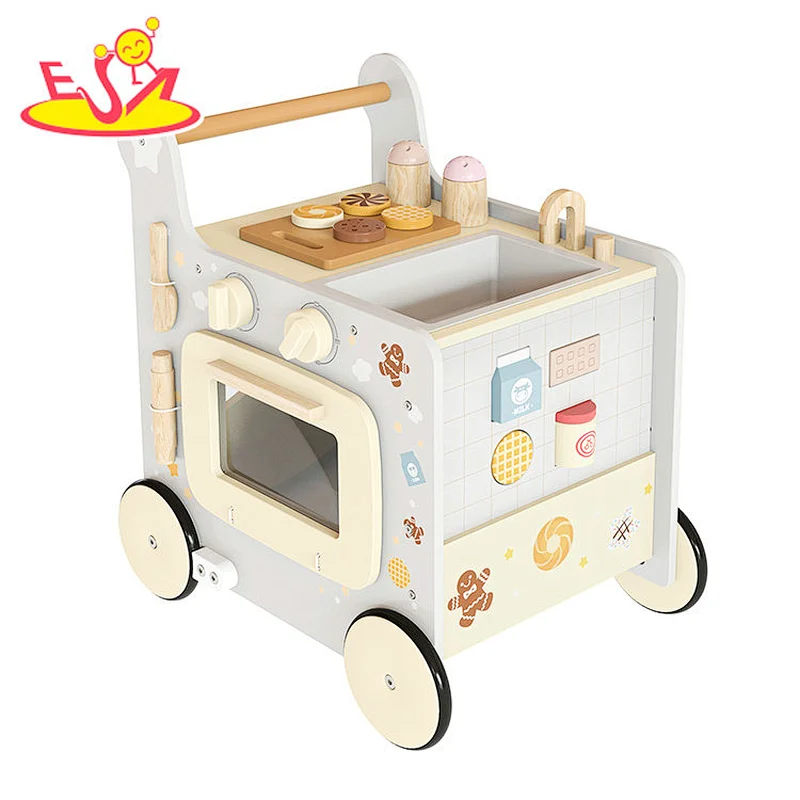 Customize Multifunctional Play Kitchen Wooden Activity Walker For Kids W16E239